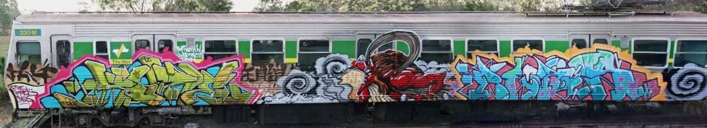 HITACHI, Crush City, graffiti, Ironlak