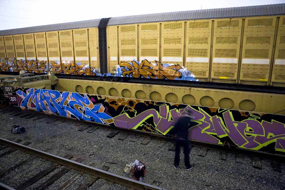 Yard Master spray paint freight train graffiti
