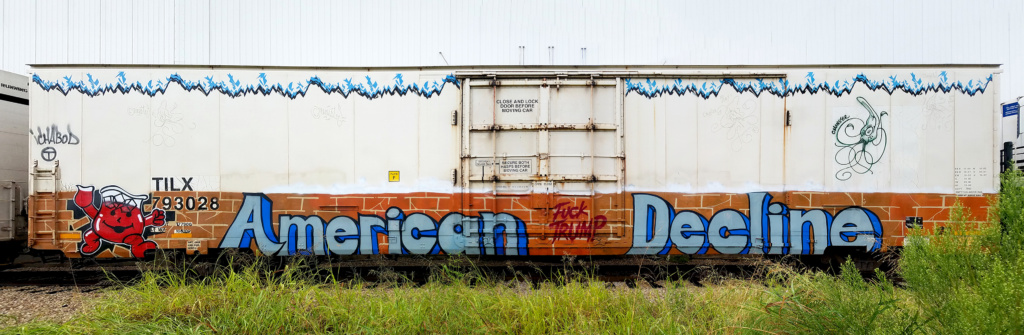 BLUES Ironlak American Decline freight train graffiti