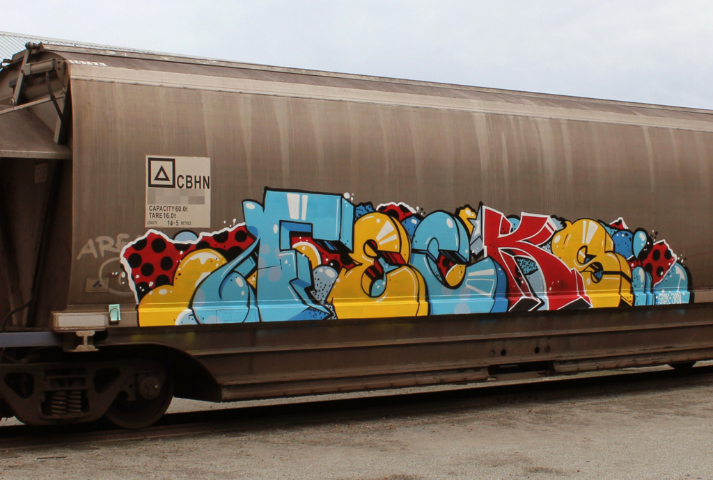 FECKS Perth freight train graffiti